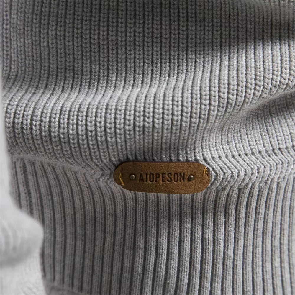 Herren Pullover mit Stehkragen und kurzem Reißverschluss