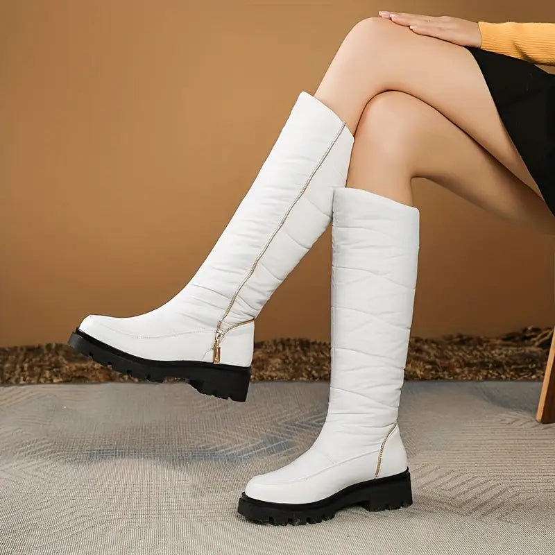Damen Winter Wasserdichte Stiefel - Dick gefütterte Schneestiefel mit rutschfester Gummisohle