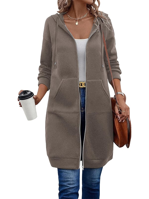 🔥Best-1 Sale Langlieger🔥Damen Herbst/Winter 2025 Lässige Fleece-Kapuzenpullover mit Reißverschluss
