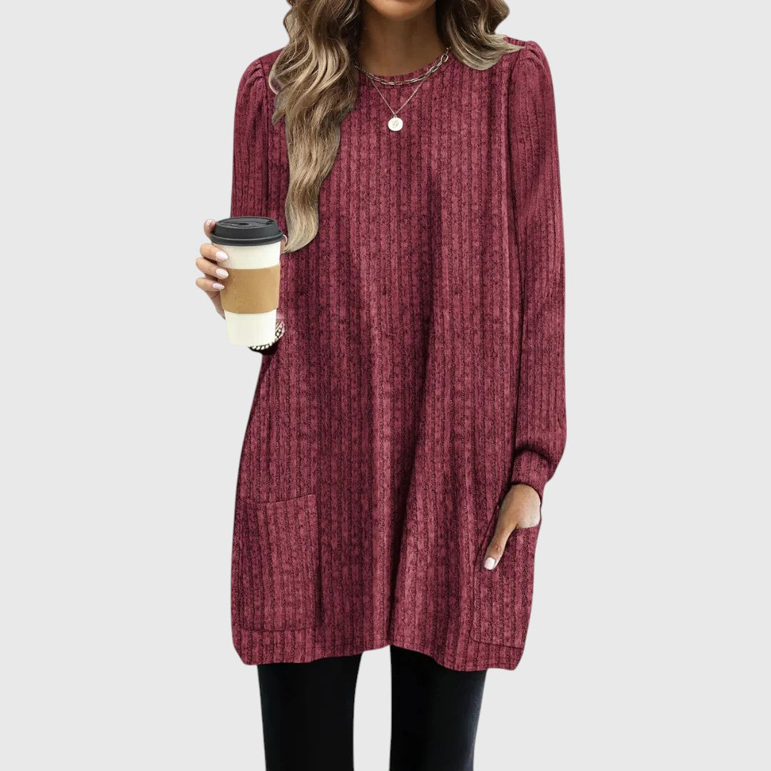 Damen Herbst/Winter Kuschelige Tunika mit Taschen