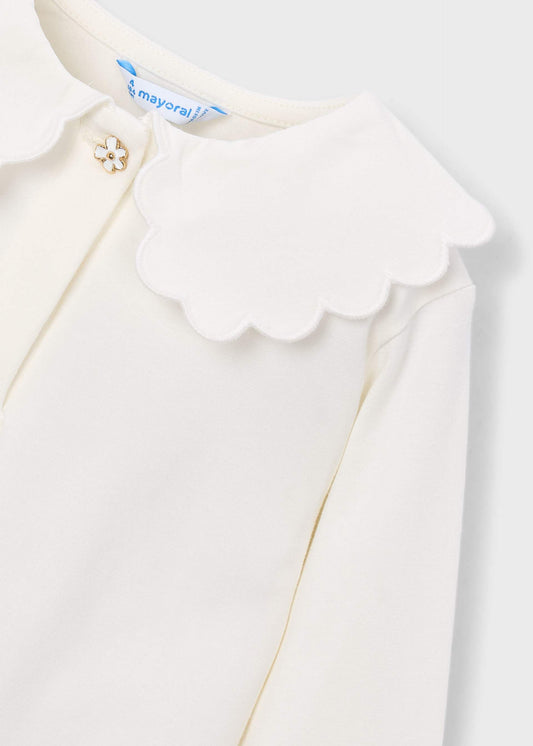 Basic girls' polo shirt with a Peter Pan collar