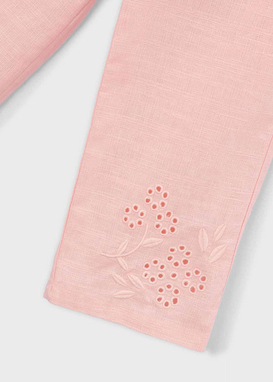 Embroidered linen trousers for girls