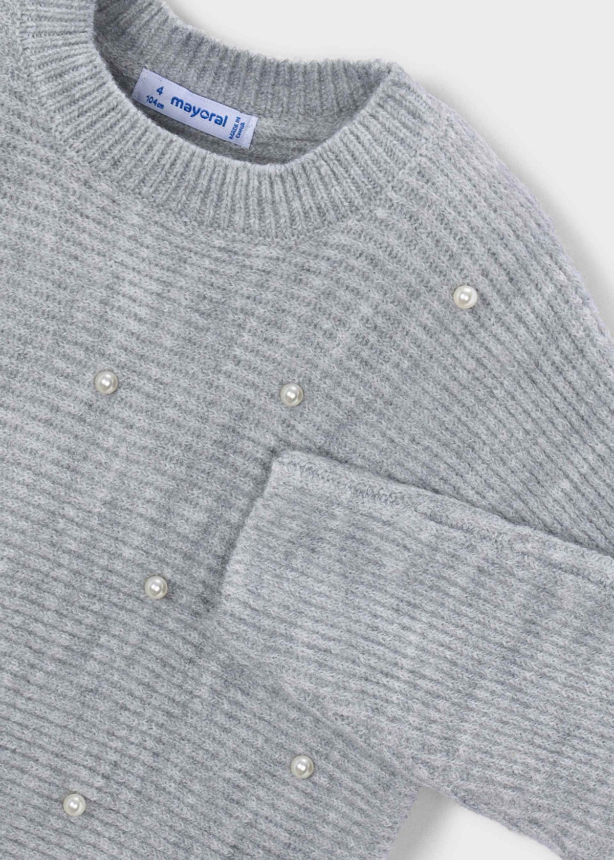 Mädchen-Pullover mit Perlenstrickmuster