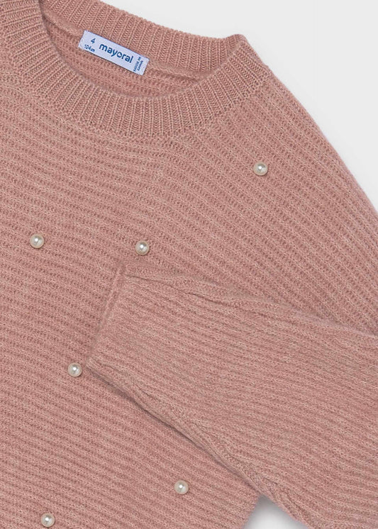 Girl knit pearls jumper