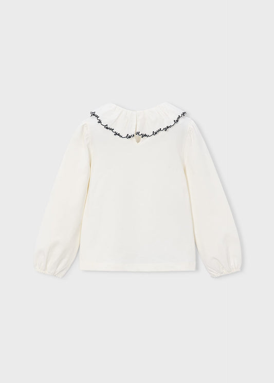 Girl ruffled neck blouse