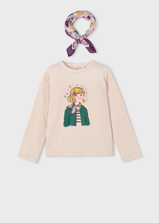 Mädchen-T-Shirt mit Schal