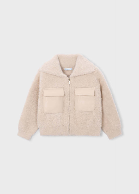 Girl zip-up knit jacket