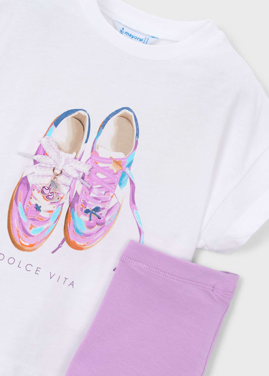 Girls' cycling leggings and T-shirt set