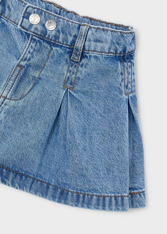 Girls' denim pleated skirt