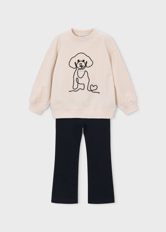 Girls' dog-themed leggings and sweatshirt set