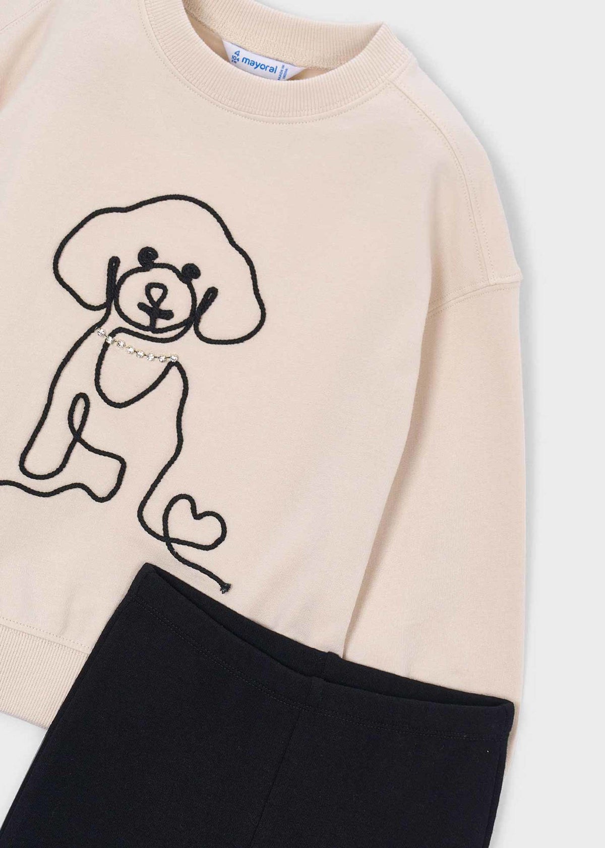 Girls' dog-themed leggings and sweatshirt set
