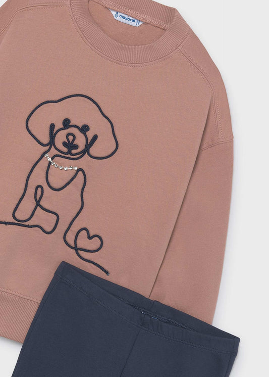 Mädchen-Set aus Leggings und Sweatshirt mit Hunde-Motiv
