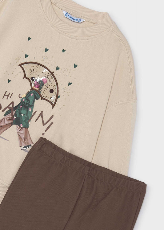 Set aus ausgestellter Leggings und Sweatshirt für Mädchen