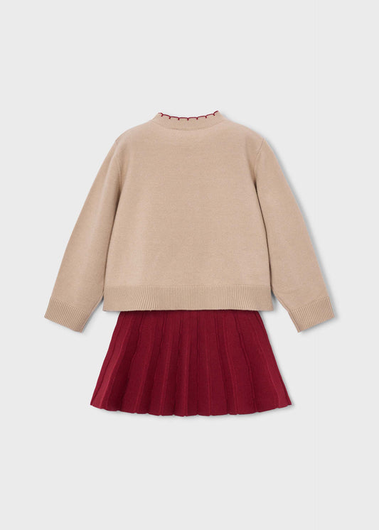 Set aus Jacquard-Rock mit Obstmuster und T-Shirt für Mädchen