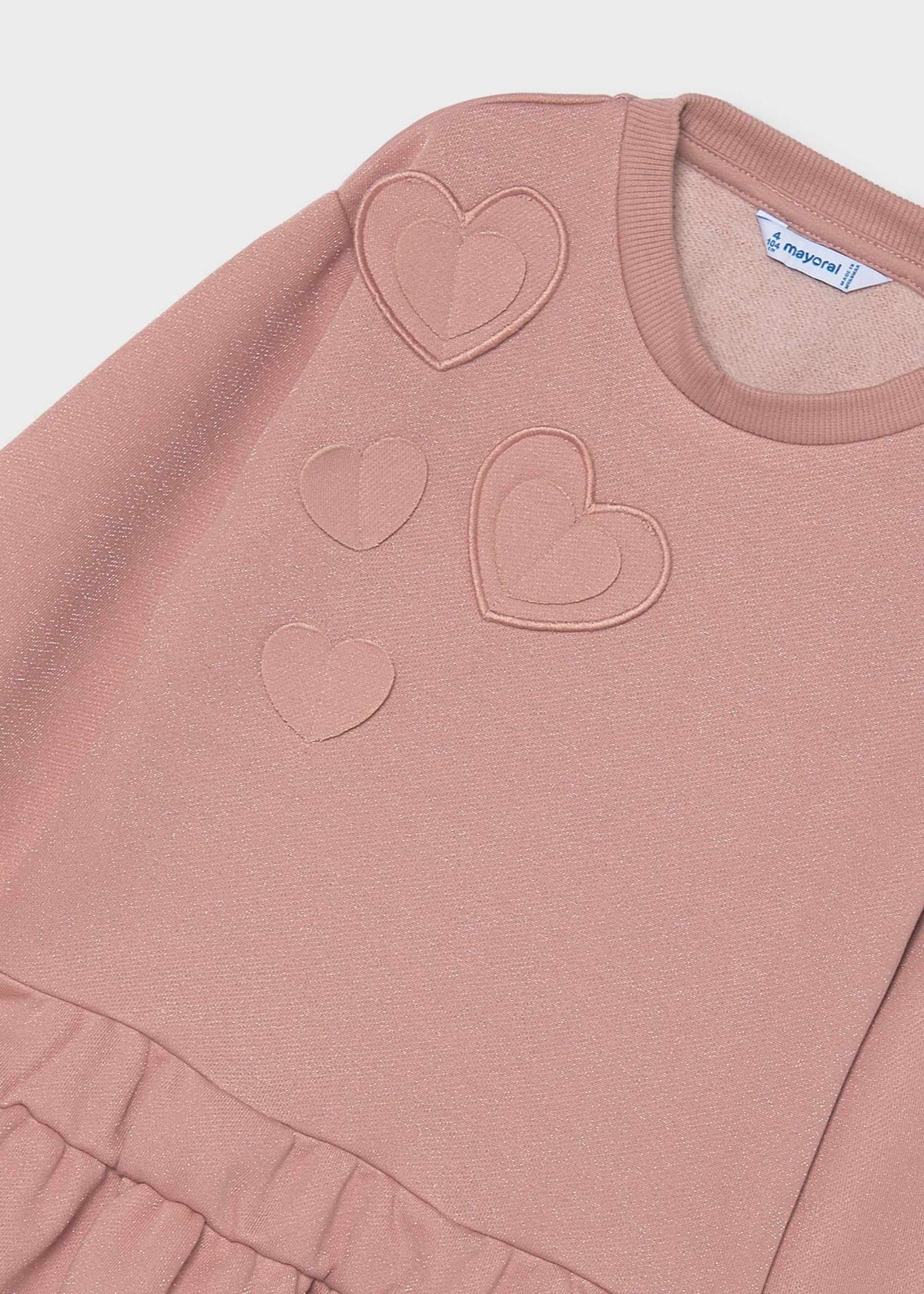 Girls' heart-print fleece dress