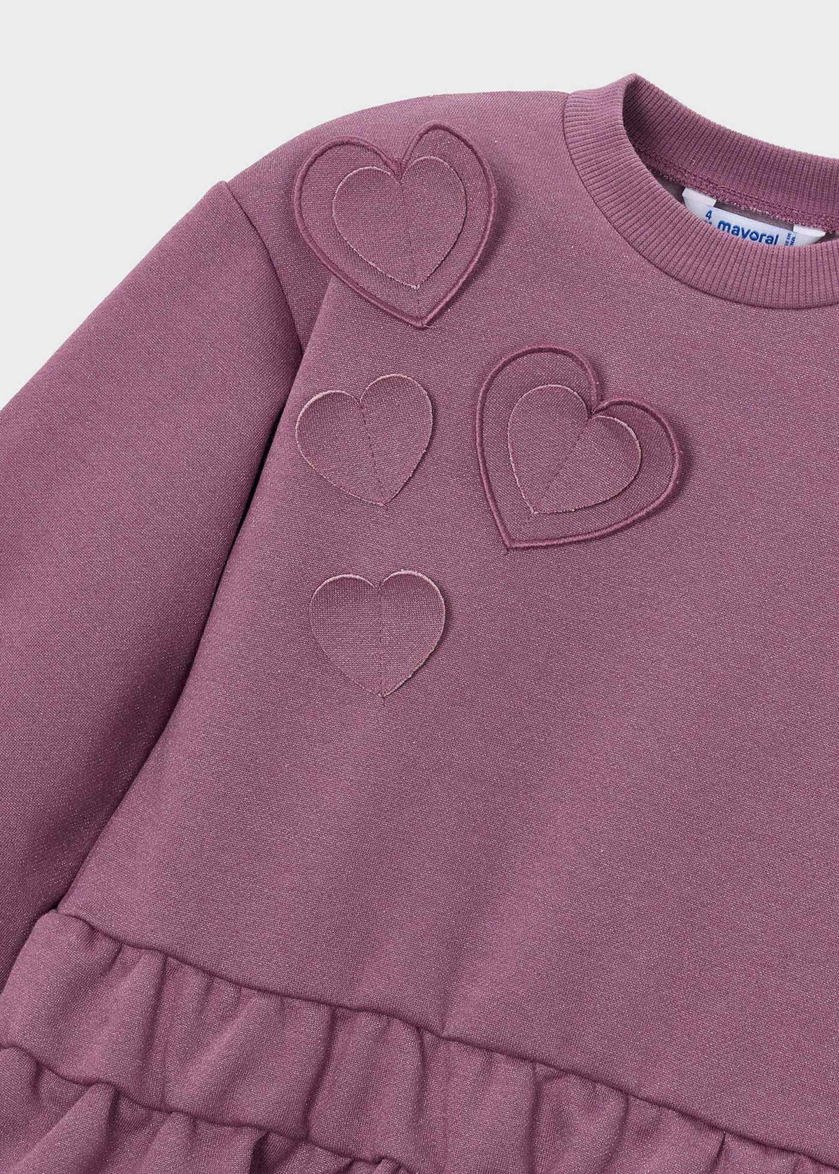 Girls' heart-print fleece dress