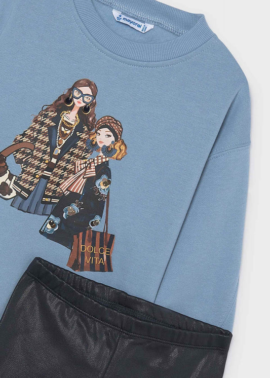 Girls' leggings and sweatshirt set