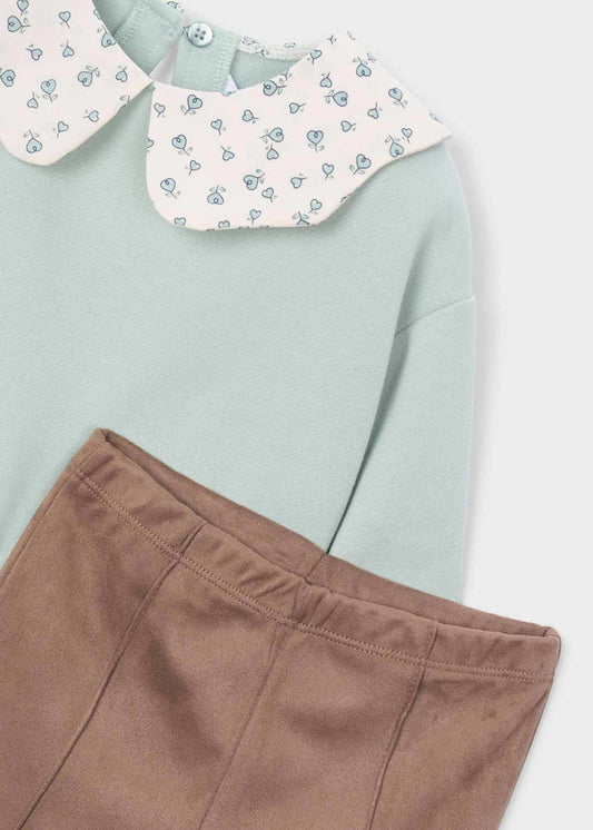 Girls' suede-effect leggings and blouse set