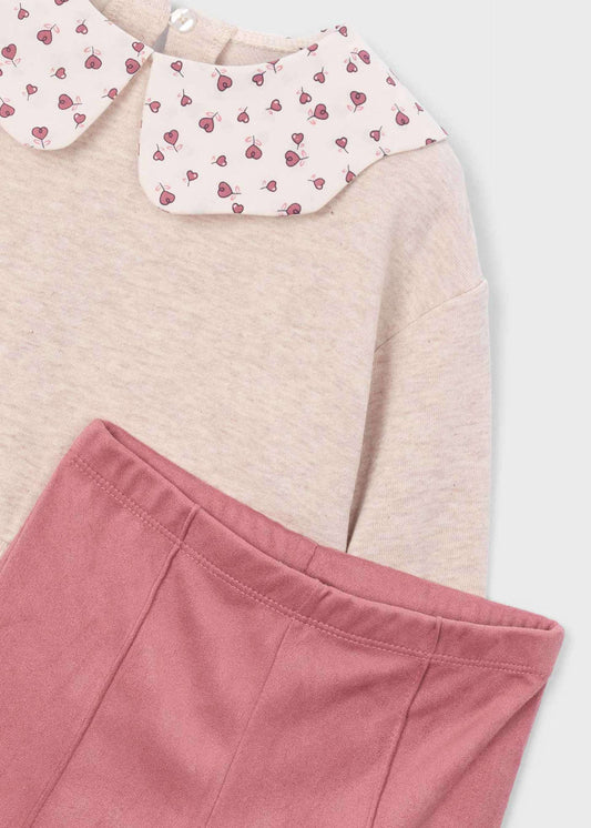 Girls' suede-effect leggings and blouse set