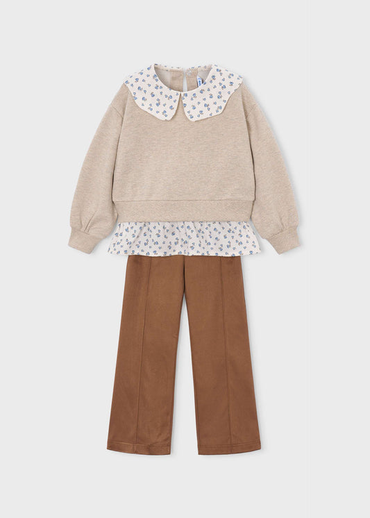 Set aus Leggings in Wildlederoptik und Bluse für Mädchen