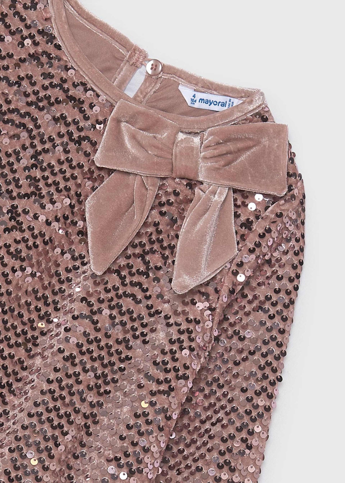 Mädchenkleid aus Samt mit Pailletten-Schleife