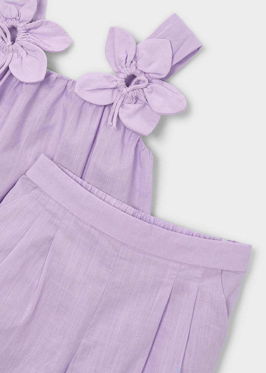 Long pants and floral blouse set for girls
