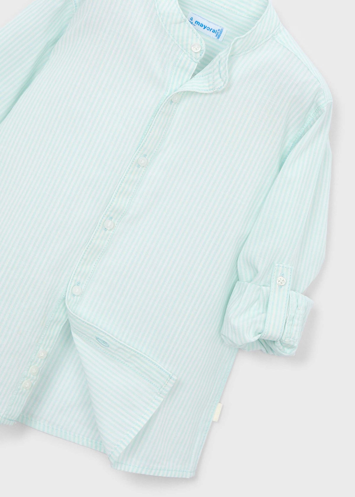 Long-sleeved striped shirt with mandarin collar for children