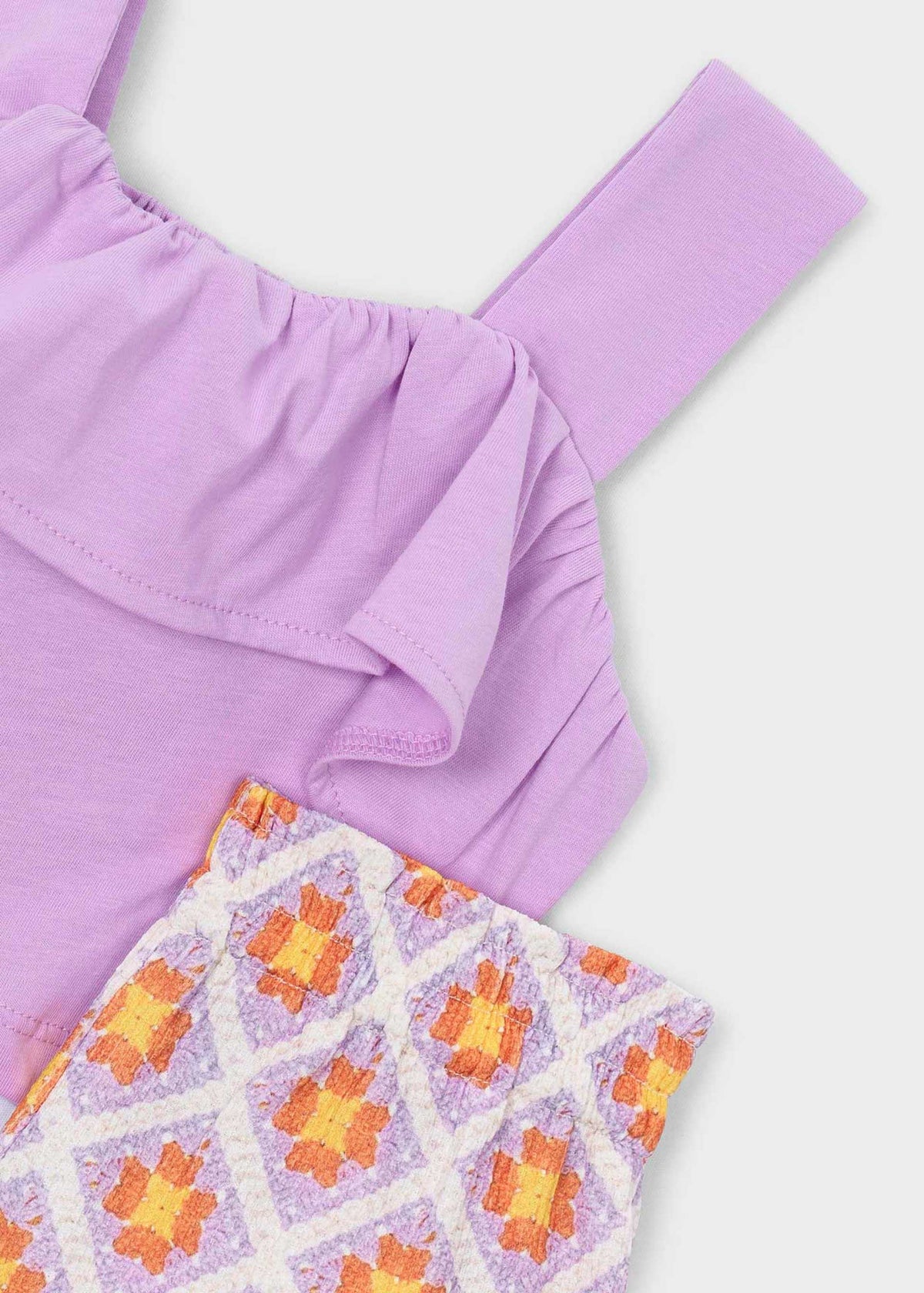 Print short set girl with ruffles