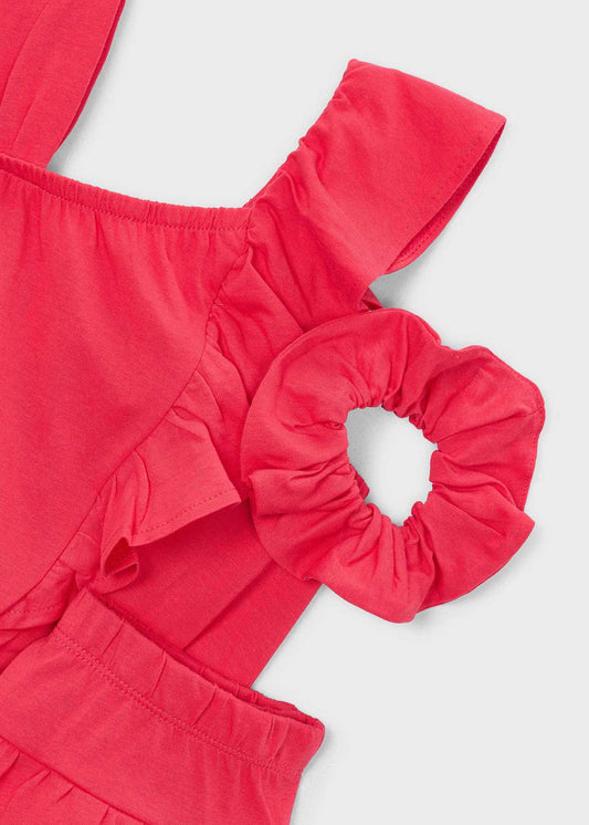 Print short set girl with scrunchie