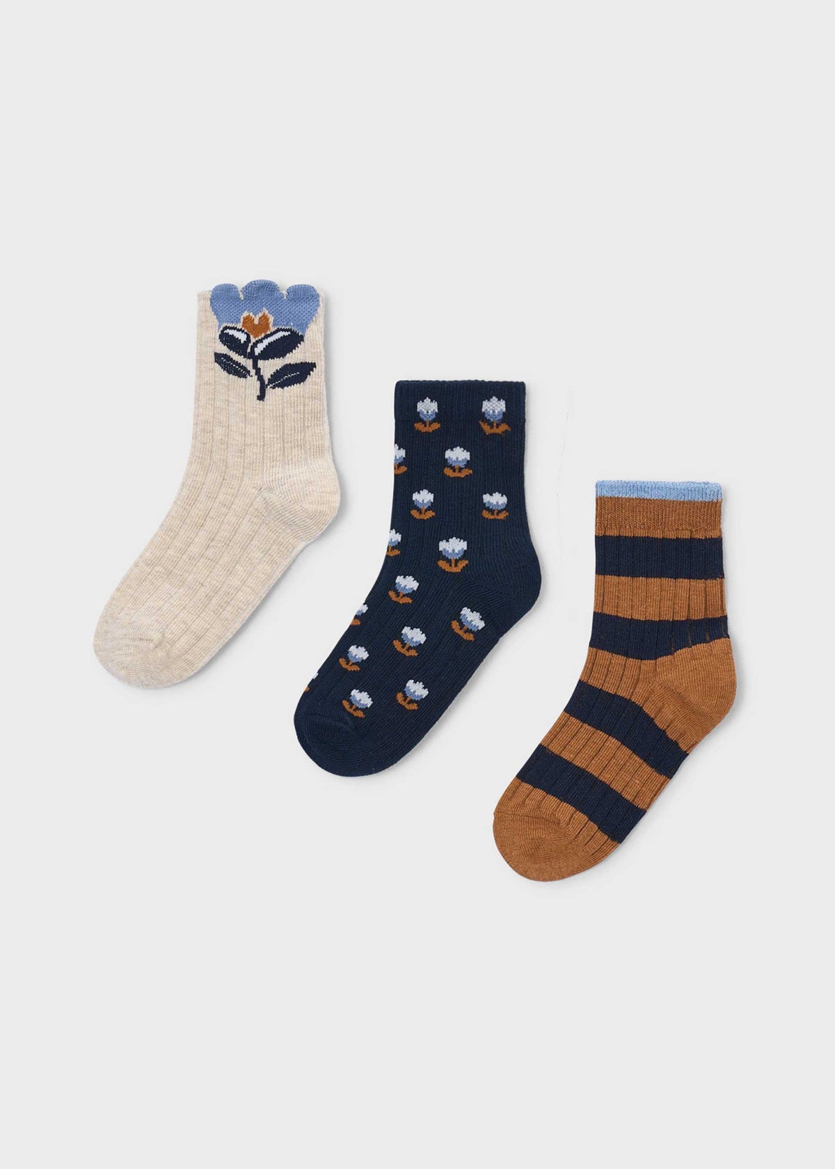 Set of 3 floral socks for girls