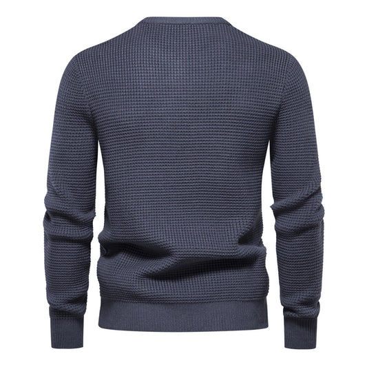 Herren lässiger warmer Pullover mit Rundhalsausschnitt und leichtem Stretch-Anteil