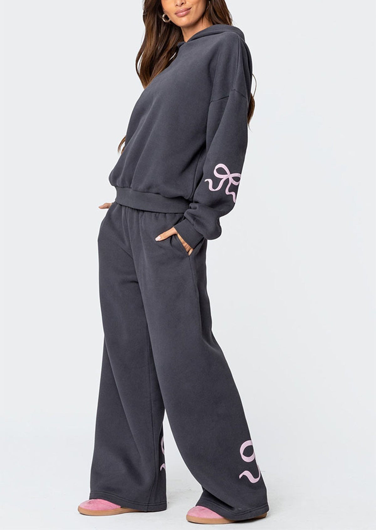 Christmas Sale 50% OFF - Women's Bow Detail Hoodie Sweat Set