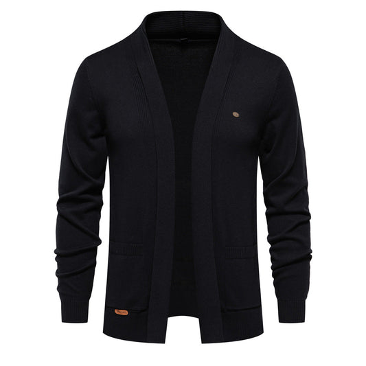 Herren Lässige Strickjacke im Vintage-Stil mit V-Ausschnitt und offener Vorderseite