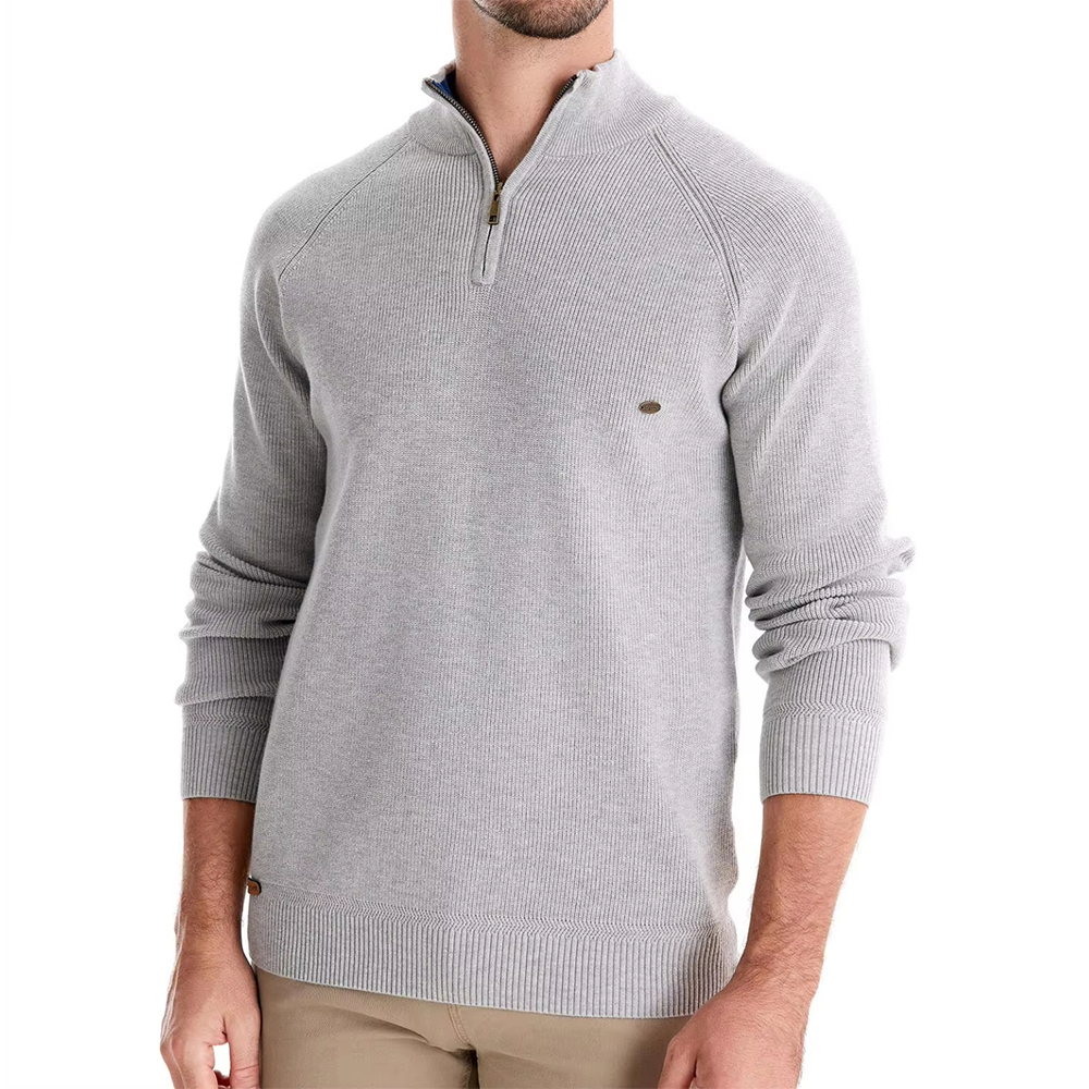 Herren Pullover mit Stehkragen und kurzem Reißverschluss