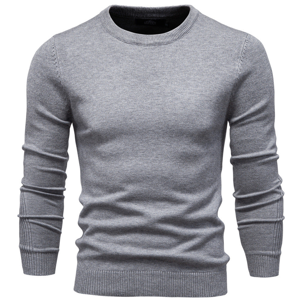 Men's Pullover Solid Color Warm Slim Crew Neck Sweater