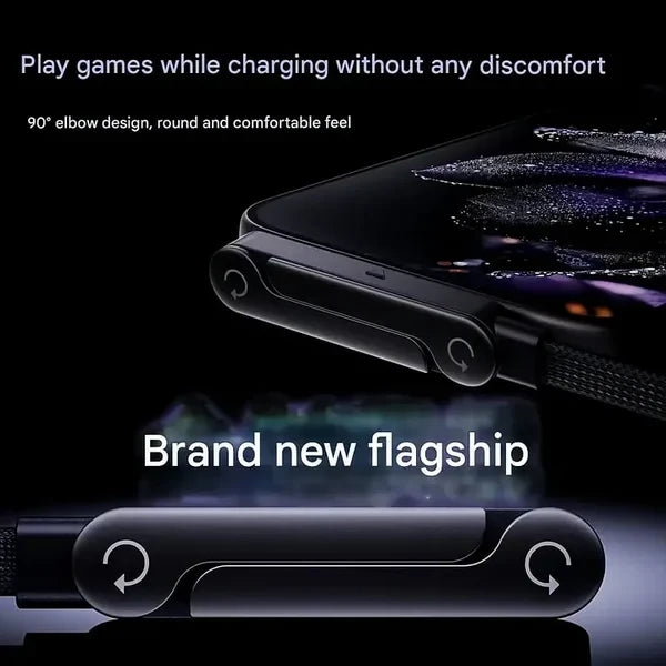 2-in-1 Detachable 240W Super Fast Charging Cable with 360° Rotating Invisible Stand