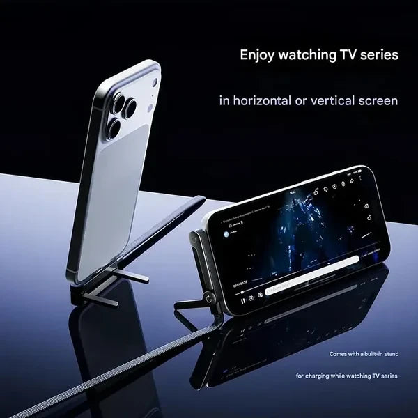 2-in-1 Detachable 240W Super Fast Charging Cable with 360° Rotating Invisible Stand