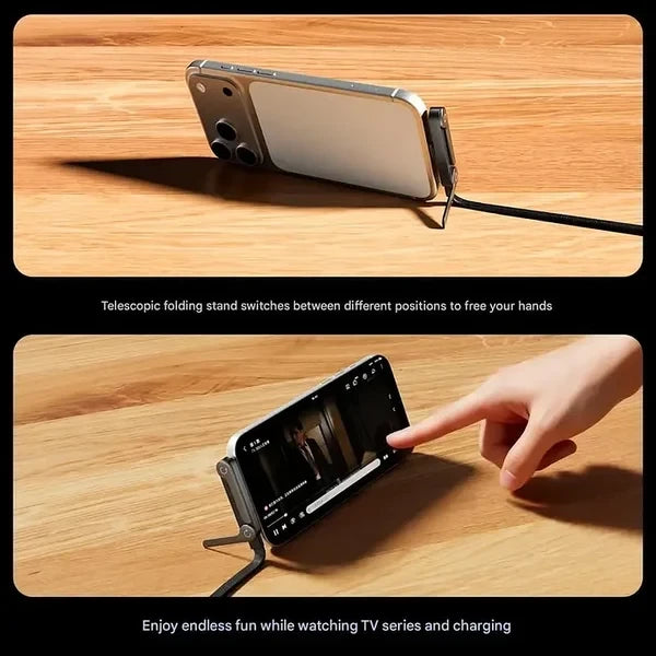2-in-1 Detachable 240W Super Fast Charging Cable with 360° Rotating Invisible Stand