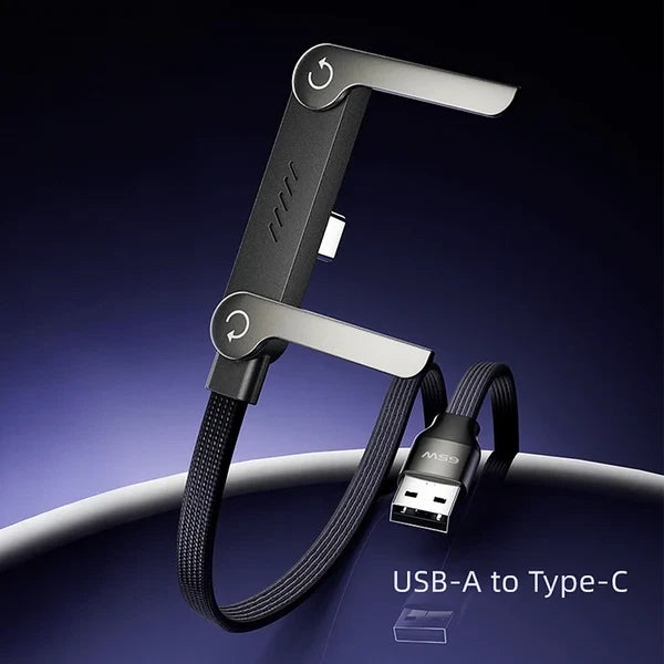 2-in-1 Detachable 240W Super Fast Charging Cable with 360° Rotating Invisible Stand