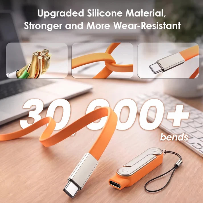 2-in-1 Detachable 240W Super Fast Charging Cable with 360° Rotating Invisible Stand