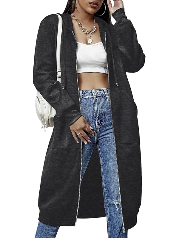 🔥Best-1 Sale Langlieger🔥Damen Herbst/Winter 2025 Lässige Fleece-Kapuzenpullover mit Reißverschluss