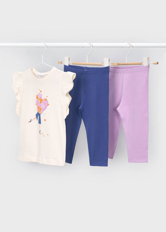 3-piece heart leggings set girl