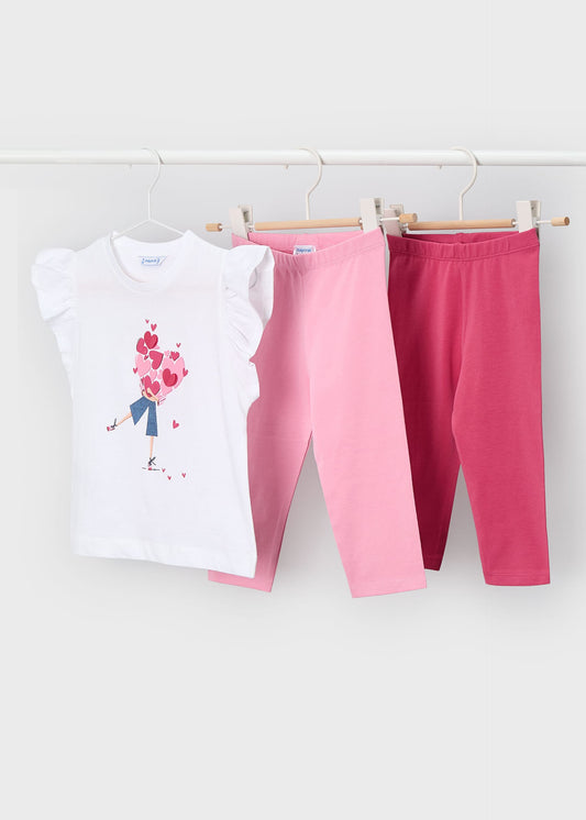 3-piece heart leggings set girl
