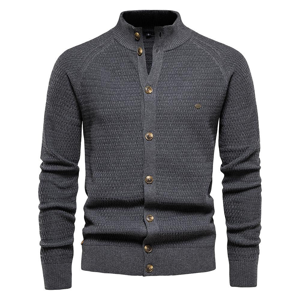 Strickjacke für Herren mit Strukturmuster und Stehkragen
