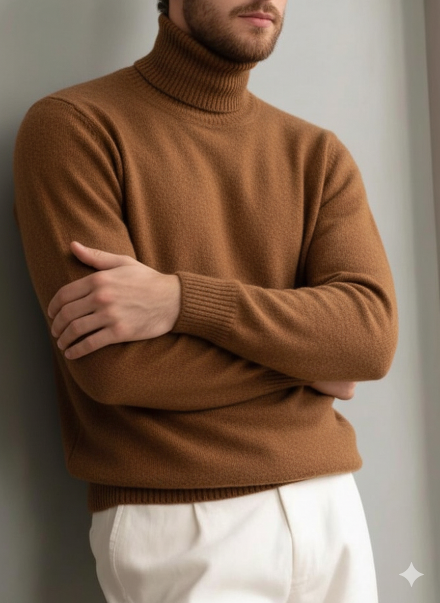 Bequemer strukturierter Rollkragenpullover aus Kaschmir für Herren