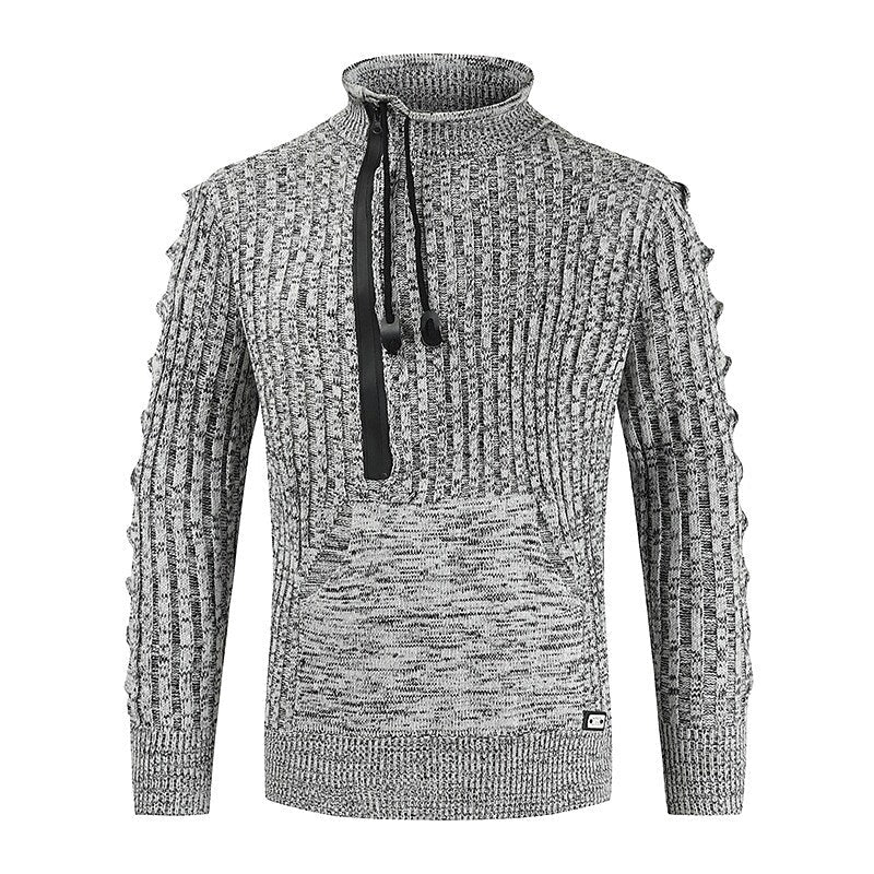 Men's Melange Half Zip Kangaroo Pocket Sweater