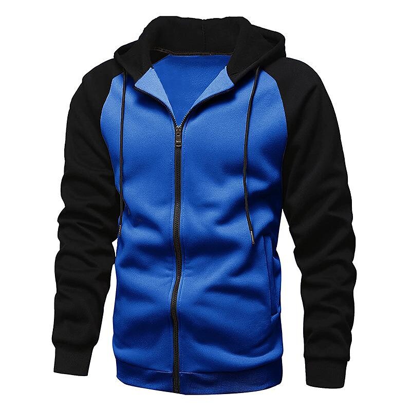 Herren Sweatjacke mit Reißverschluss, Kapuze und Kontrastfarben
