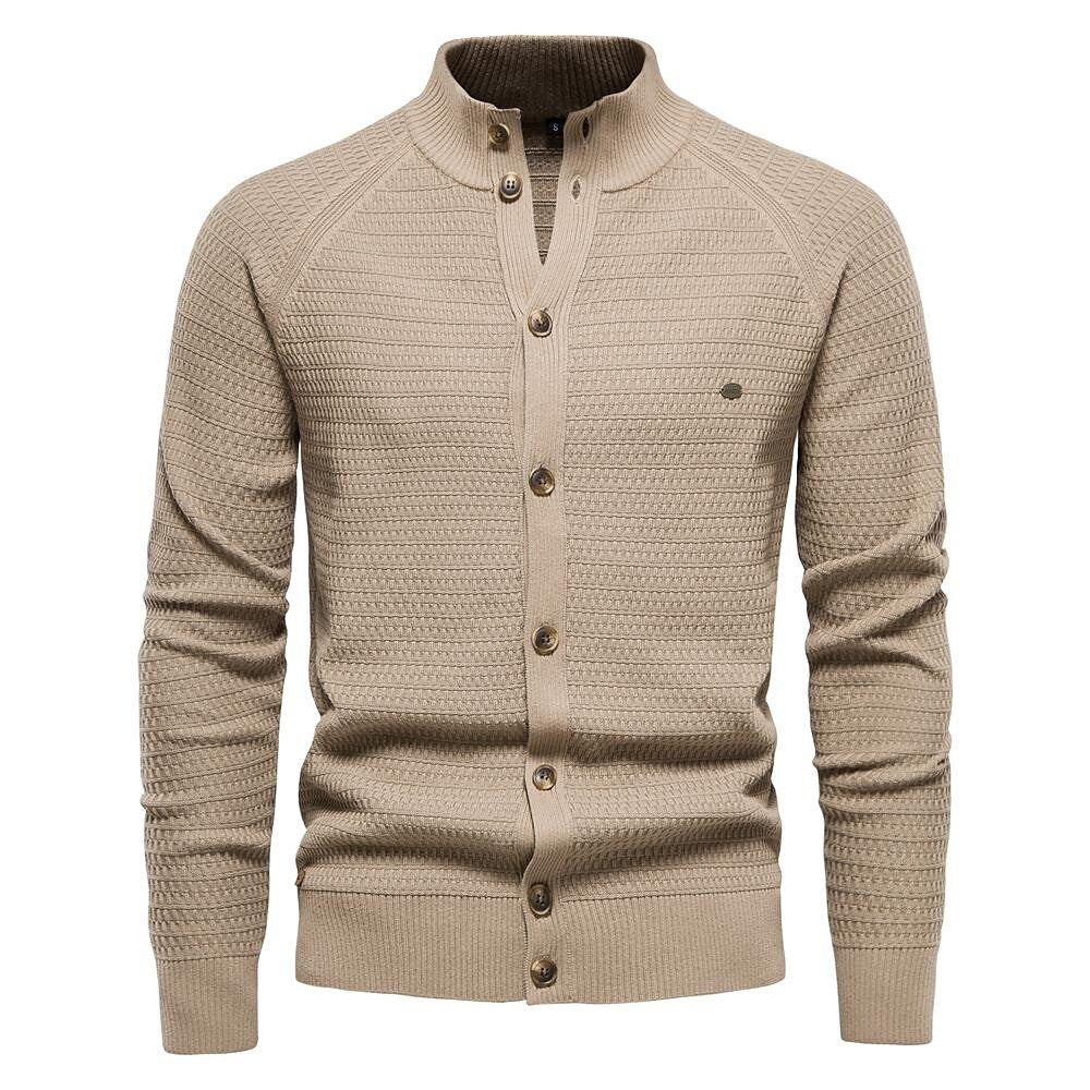 Strickjacke für Herren mit Strukturmuster und Stehkragen