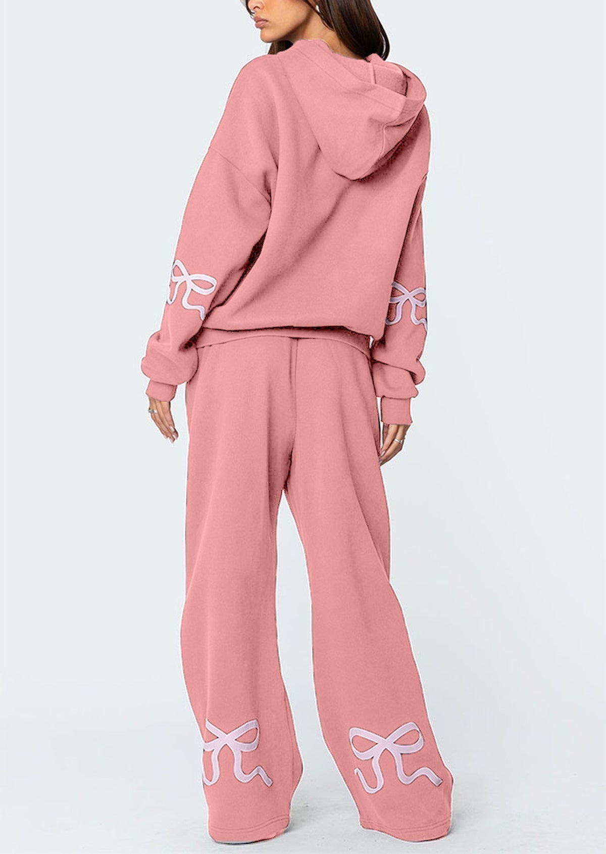 Christmas Sale 50% OFF - Women's Bow Detail Hoodie Sweat Set