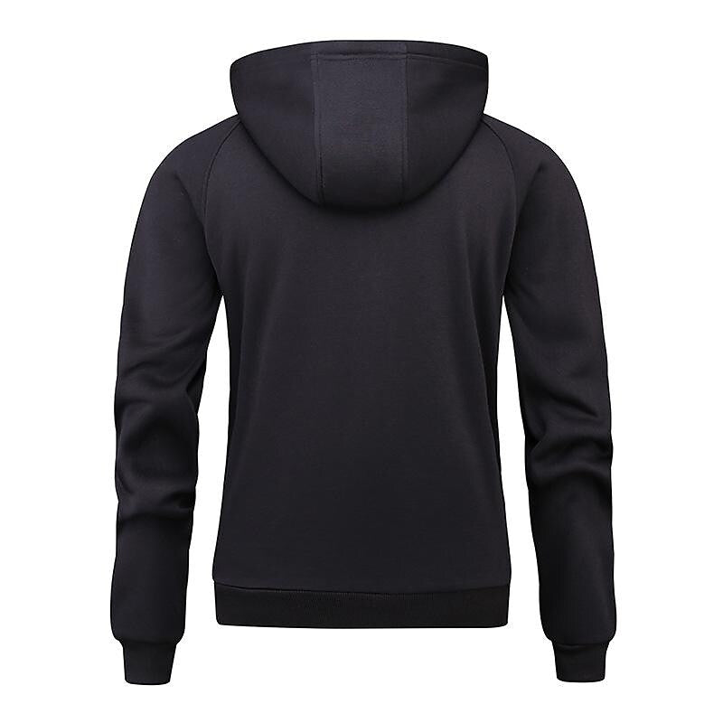 Herren Trendiger Pullover mit gebürstetem V-Reißverschluss, Camouflage-Patchwork und Kapuze